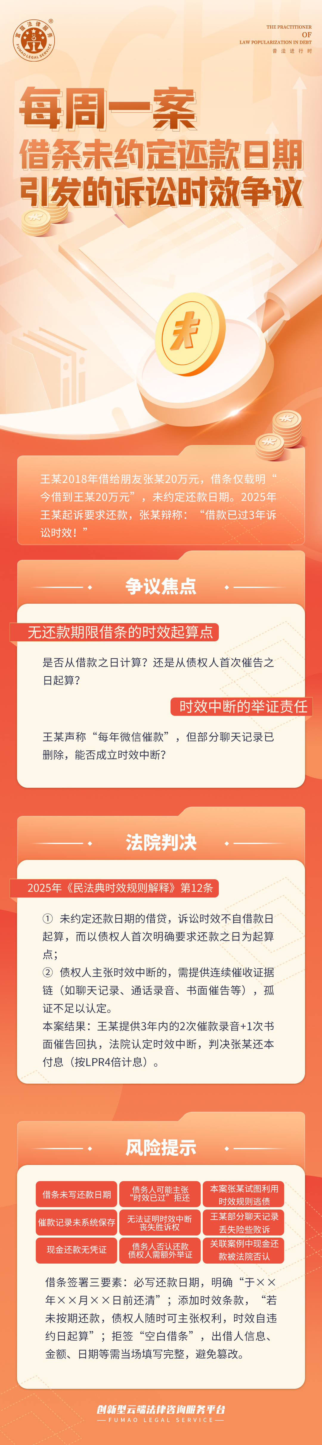 富貓法務(wù)：借條未約定還款日期引發(fā)的訴訟時效爭議